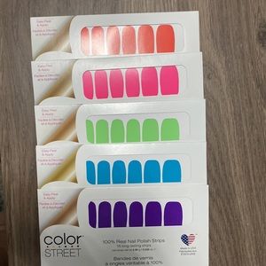Set of 5 Neon Color Street Real Polish Strips